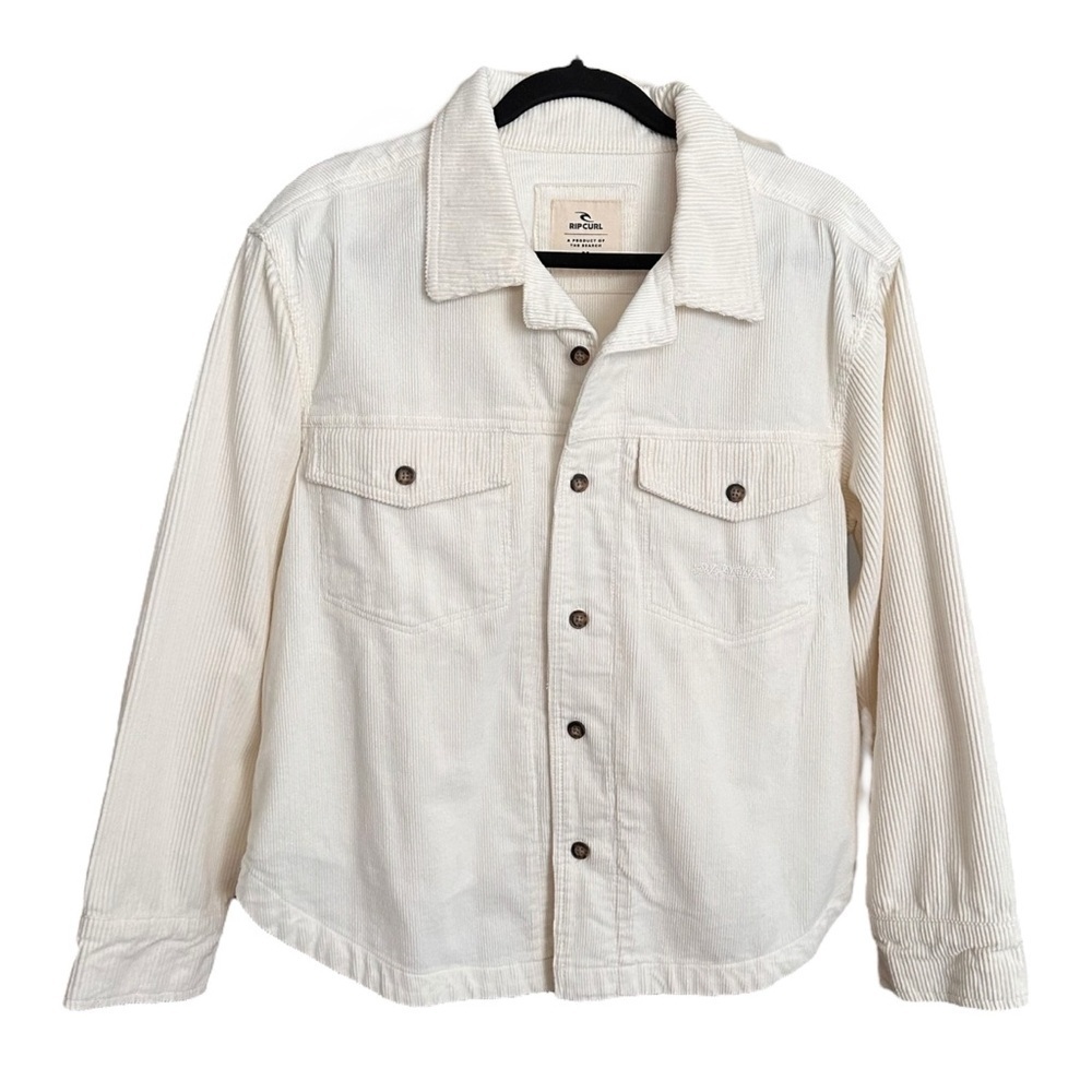 RIP CURL Stevie Cord Cream Shirt Coastal Cowgirl Surfer Style Shacket Size M NWT